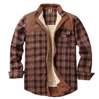 Herren Hemdjacke mit Karomuster und Taschen - Rötlichbraun