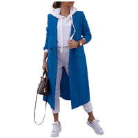 Damen Oversize-Mantel mit klassischem Revers und Taschen - Blau