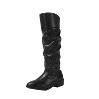 Damen Overkneestiefel mit gepolsterter Innensohle und faltendem Obermaterial - Schwarz