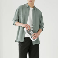 Herren Overshirt aus Baumwoll-Mix mit Brusttasche Nord Taschen - Eisblau