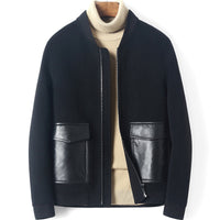 Herren Reißverschluss-Wollmix-Jacke mit Lederkragen und schlanker Silhouette Nord Taschen - Modell 2