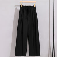 Damen Weite High‑Waist Bundhose mit Tunnelzug und Bügelfalte Nord Taschen - Schwarz