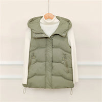 Damen wattierte Kapuzenweste mit Kordelzug und Reißverschlusstaschen - Grün
