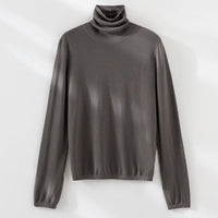 Damen Ultraleichter Feinstrick-Rollkragenpullover mit schlanker Silhouette und fein gerippten Abschlüssen Nord Taschen - Mondschattengrau