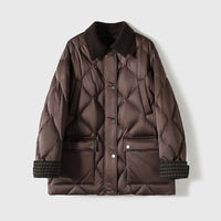 Damen Steppjacke mit karierten Akzenten Nord Taschen - Teebraun