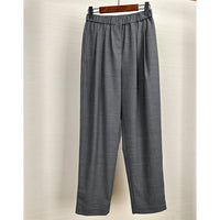 Damen Weite High-Waist Stoffhose mit Gummibund und geradem Bein Nord Taschen - Grau