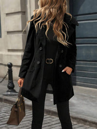 Damen Jacke mit großen Knöpfen, Reverskragen und Taschen - Schwarz