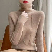 Damen Slim Fit Rollkragenpullover - Beige Taupe