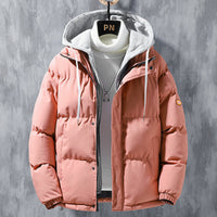 Herren wattierte Steppjacke mit Kapuze und Zwei-Wege-Reißverschluss - Rosa