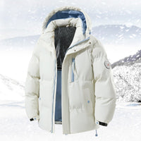 Herren Daunenjacke mit Kapuze und Taschen - Weiß