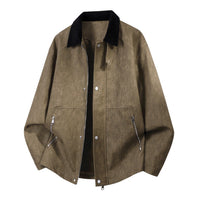 Herren Oversize-Harringtonjacke mit Cordkragen und Zwei-Wege-Reißverschluss - Karamell