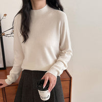 Damen Feiner Feinstrick-Pullover mit kurzem Stehkragen und Kaschmir-Optik Nord Taschen - Cremeweiß