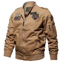 Herren Langarm Bomberjacke mit Knöpfen und Taschen - Khaki