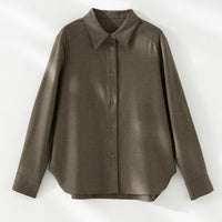 Damen Weite High-Waist-Hose mit Bundfalten, elastischem Rückenteil und seitlichen Eingrifftaschen Nord Taschen - Mossgrün Hemd