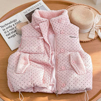 Damen wattierte Steppweste mit Teddyfutter, Stehkragen und Kordelzugsaum - Rosa