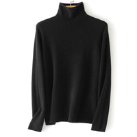Damen Feinstrick Rollkragenpullover aus Kaschmirmischung leicht oversized Nord Taschen - Titanschwarz