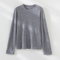 Damen Feines Langarm-Feinstrickshirt mit Rundhalsausschnitt und gerader Silhouette Nord Taschen - Grau