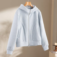 Damen Relaxed-Fleece-Hose mit hoher Taille, Tunnelzug und dekorativer Seitennaht Nord Taschen - Blau‑Mint Oberteil