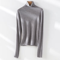 Damen Slim-Fit Feinstrick-Rollkragenpullover mit Stretch Nord Taschen - Hellnebelgrau