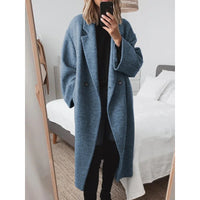 Damen Oversize-Mantel mit Revers und doppelter Knopfleiste - Blau