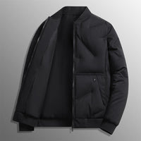 Herren Langarm Steppjacke mit Knöpfen und Taschen - Schwarz