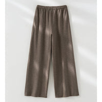 Damen Weite Feinstrick-Loungehose mit elastischem Bund Nord Taschen - Kaffeebraune Weite Hose