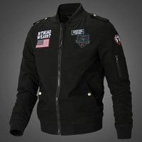 Herren Langarm Bomberjacke mit Taschen - Schwarz