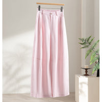 Damen Leichte High-Waist Palazzo-Hose mit vorderer Bundfalte, teilelastischem Bund und seitlichen Eingrifftaschen Nord Taschen - Rosa