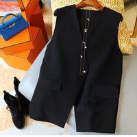 Damen Stilvolle ärmellose Blazer-Weste Nord Taschen 1789269052 - Schwarz