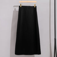 Damen Langer eleganter Satin-Biaisrock mit hohem Bund und fließender Silhouette Nord Taschen - Schwarz