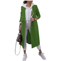 Damen Oversize-Mantel mit klassischem Revers und Taschen - Grün