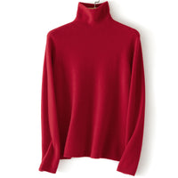 Damen Feinstrick Rollkragenpullover aus Kaschmirmischung leicht oversized Nord Taschen - Goldsandrot