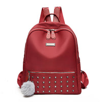 Damen modischer Rucksack mit Nieten und Pom-Pom Nord Taschen - Rot