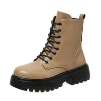 Damen Schnürstiefel mit robustem Profil und modischer Schnürung - Khaki