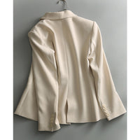 Damen Stilvoller Einreiher Blazer Nord Taschen - Beige