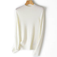 Damen Leichter Feinstrick-Pullover mit kurzem Stehkragen und schmaler Silhouette Nord Taschen - Perlenweiß