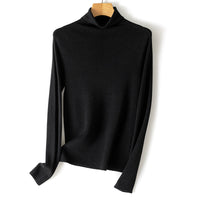 Damen Leichter Feinstrick-Rollkragenpullover mit fließender Passform Nord Taschen - Obsidienschwarz