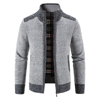 Herren Langarm-Zip-Jacke mit Taschen - Hellgrau