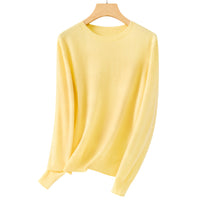 Damen Feiner Rundhals-Feinstrickpullover mit leichter Oversize-Passform Nord Taschen - Zitronengelb