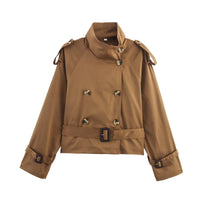 Damen Trenchjacke mit Gürtel und doppelter Knopfleiste - Dunkelbraun