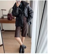 Damen Trendige Oversized Daunenjacke Nord Taschen - Schwarz