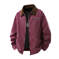 Herren Langarmjacke mit Kragen und Taschen - Rot