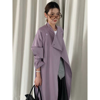 Damen Oversized Trenchcoat mit Taillengürtel Reverskragen und verstellbaren Manschetten Nord Taschen - Violett