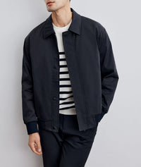 Herren klassische Harringtonjacke mit Rippsaum und verdecktem Reißverschluss Nord Taschen - Dunkelblau
