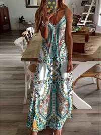 Zara | Damen Maxi-Kleid Träger Mandala-Druck Boho Sommer - Hellgrün