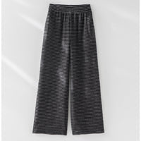 Damen Gestreifte Samt-Fleece Kapuzenjacke mit Reißverschluss und Kängurutaschen Nord Taschen - Schwarz-Weiß Gestreifte Hose
