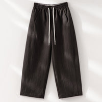 Damen Weite High‑Waist Leinenmix-Hose mit elastischem Bund und Kordelzug Nord Taschen - Braun