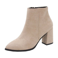 Damen Stiefeletten mit blockierendem Absatz und Reißverschluss - Apricot
