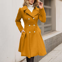 Damen Langarm-Mantel Longline mit Taschen - Gelb