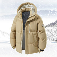 Herren Daunenjacke mit Kapuze und Taschen - Khaki